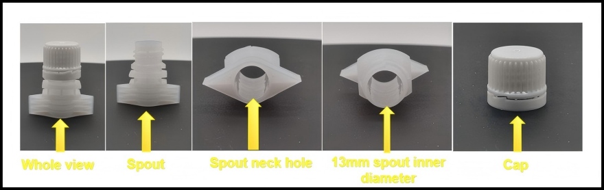 Characteristic of stand up pouch spout and liquid food pouch caps (HL130D)